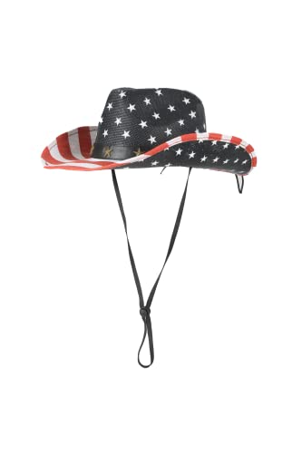 Image of LEMONSODA American Flag Cowboy Hat Patriotic USA Western Hat 4th of July Party Parade Rodeo Unisex Cowboy Cowgirl Hats