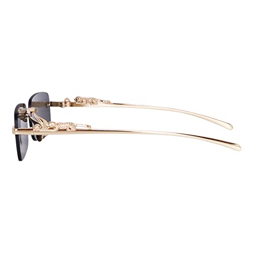 Image of Sunglasses Rimlass Luxury Vintage Rectangular Premium Designer UV400 Protected | Gold Frame Unisex Eyewear (Black)