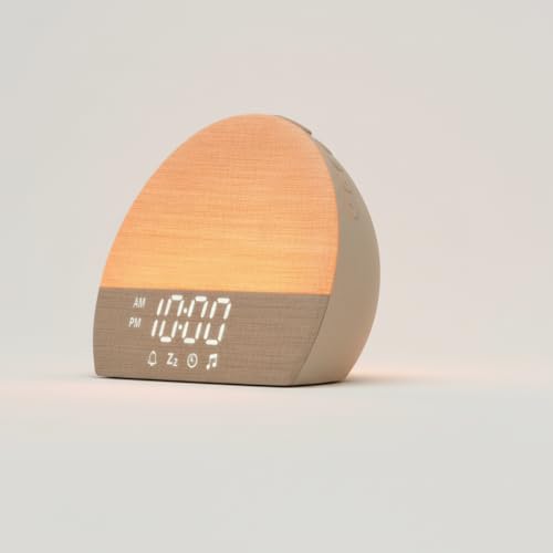 White Noise Sound Machine Sunrise Alarm Clock 30 Non-Looping Soothing Sleep Sounds with LoFi and Healing Music| 10-Color Ambient Light & Sunlamp | No App Screen Free Sleep for Baby Adults Kids