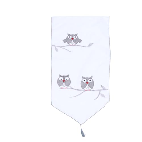 Abaodam Cortina Triangular Bordada Búho 40x90 Cm, Visillo Decorativo para Ventana, Cortina Creativa para Habitación, Sala y Hotel, Tejido Práctico y Diseño Único
