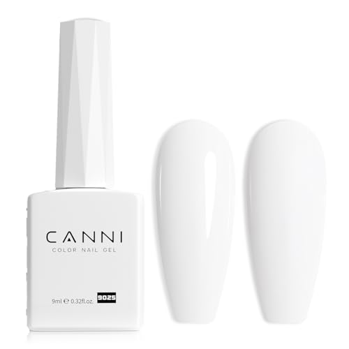 CANNI White Gel Nail Polish, 1Pcs Pure White Gel Polish Color High Gloss Soak Off U V Nail Manicure Salon DIY