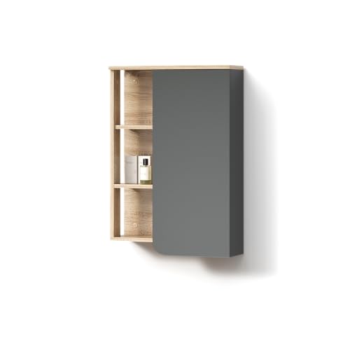 Livinity Armario de baño Marano, Antracita, 50 x 75 cm con Puerta y Compartimentos Abiertos