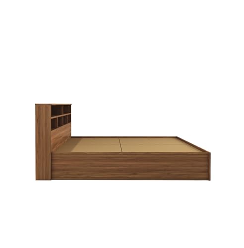 Image of DesignFit Engineered Wood King Size Bed with Box Storage | Wooden Double Bed Cot Palang Furniture for Bedroom Living Room (Walnut Finish)