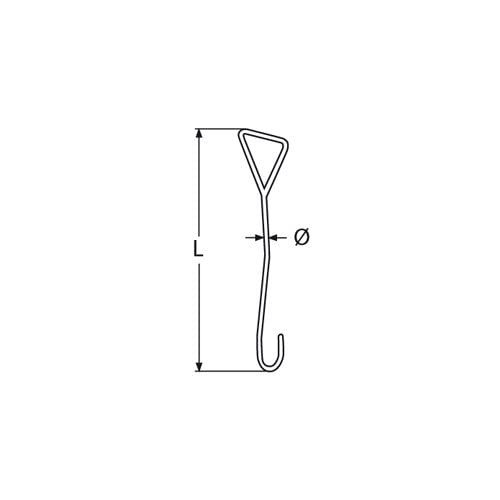 Edelstahl Schleusenhaken, A4 AISI 316, 750mm, 10mm