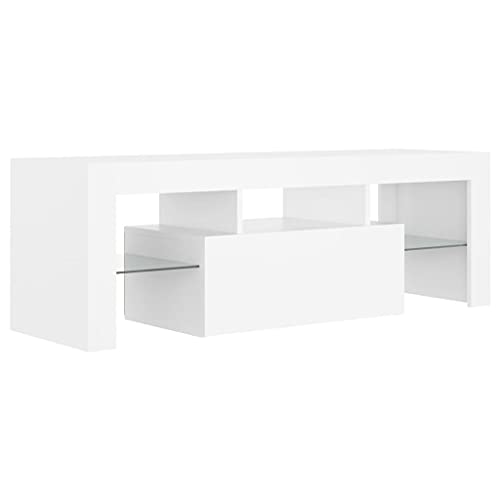 vidaXL TV Schrank mit LED-Leuchten Lowboard Fernsehschrank Fernsehtisch Sideboard HiFi-Schrank TV Möbel Tisch Board Weiß 120x35x40cm
