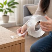 Image of YAJNAS Nano Double Sided Tape | Heavy Duty Reusable Washable Traceless Adhesive Gel (2mm Thick, 24mm Wide) | Strong Multipurpose Mounting Tape for LED Lights, Hooks, Frames & Home Use (1 METER)