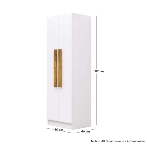 Image of Bniture Wooden Almirah for Clothes, Door for Bedroom, 2 Door Wardrobe with 4 Shelves Huge Storage Space (46D x 60W x 182H CM) | 3 Year Warranty (Frosty White)