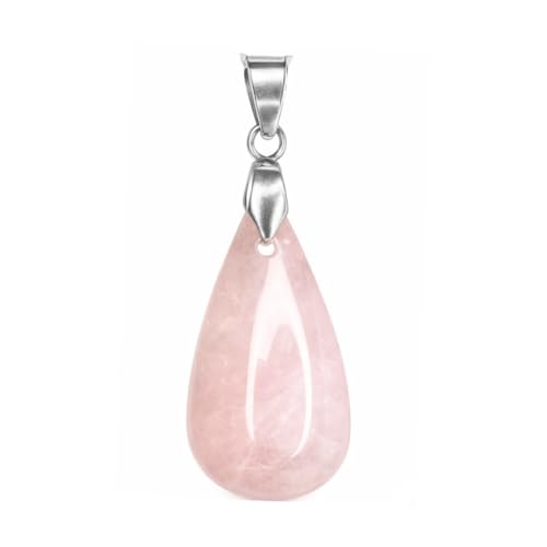 Vera Mentis Pendentif Goutte Quartz Rose Naturel – Pierre de l’Amour & de la Douceur – Bijou Énergétique Féminin Unisexe – Lithothérapie &...