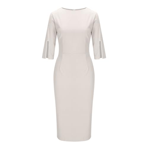 Women's Work Dress 3/4 Sleeve V Neck Bodycon Sheath Office Business Cocktail Pencil Dress Dressy Elegant Dresses4