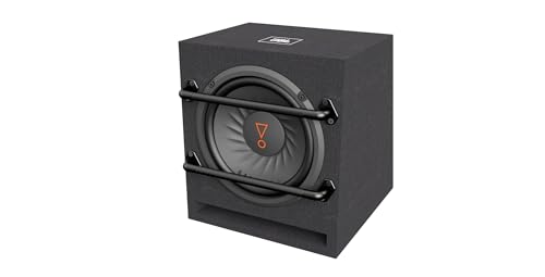 JBL BASSPRO8-8" (20cm) Compact Powered Subwoofer System with 100W RMS Class D Amplifier, Remote Bass Controller Included. Oversized Protection Bars. Bass EQ Control with posibility of 9dB Boost.