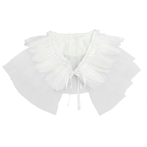 Châle dentelle plumes détachables col épaule costume et jeu de rôle