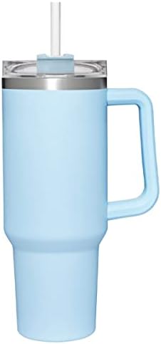 Bileeko ILTKYZG 40oz Insulated Tumbler, Reusable Vacuum Quencher Tumbler with Straw, Leak Resistant Lid, Insulated Cup, Maintains Cold, Heat, and Ice for Hours (Skyblue)