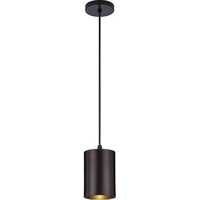 Progress Lighting Cylinder Collection 5-Inch 1-Light Antique Bronze Modern Outdoor Hanging Pendant Light, 9.80x5.00x5.00