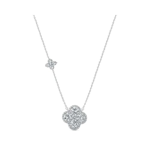 Bijoux en argent sterling : collier quatre feuilles moissanite femme tendance