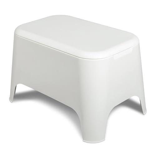 TOOMAX - Table basse d'appoint en résine 59x 39x 36cm Blanche Avec couvercle Extérieur / Intérieur Jardin, Maison