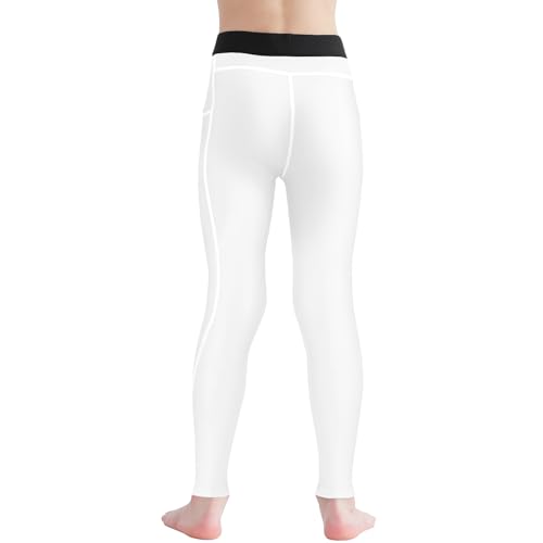 3 Pack Youth Boys Compression Leggings Athletic Pants Basketball Base Layer Football Workout Tights with Side Pockets3