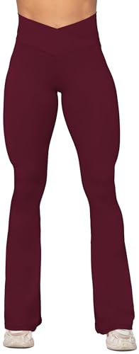 Image of Sunzel Flare Leggings, Crossover Yoga Pants with Tummy Control, High-Waisted and Wide Leg