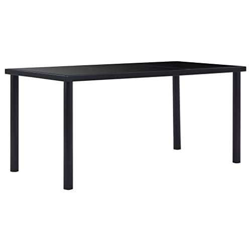 vidaXL Table de Salle à Manger Table à Dîner Table de Cuisine Table de Repas Meuble à Manger Maison Intérieur Noir 160x80x75 cm Verre Trempé