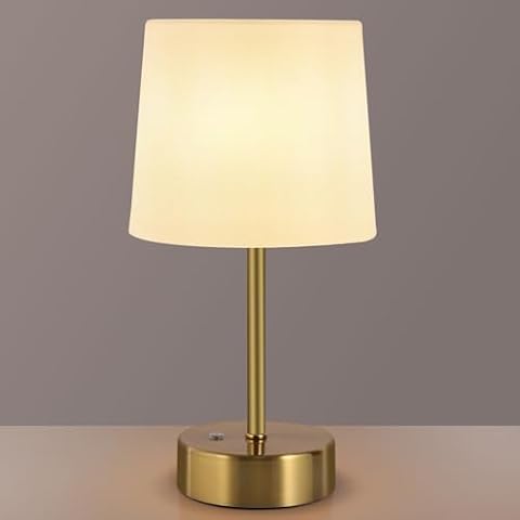 YICOCHI Small Cordless LED Desk Lamp,5000mAh Rechargeable Light,Portable Touch Sensor Dimmable Bedside Night Light for Bedroom Kids Room Living Room Dorm Office,(LED Light Bulbs) (Gold) Cover