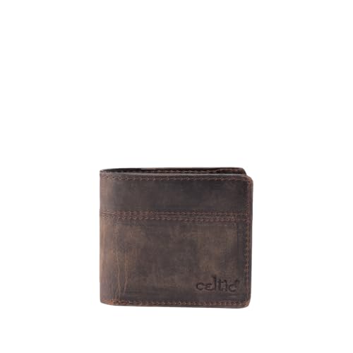 Image of Celtic Genuine Leather Wallet | Vintage Finish Bifold Wallet with Card Slots Cash Compartment and Coin Pocket | Slim Pocket Wallet for Everyday Cash and Card Storage | Brown| Gifts for Men