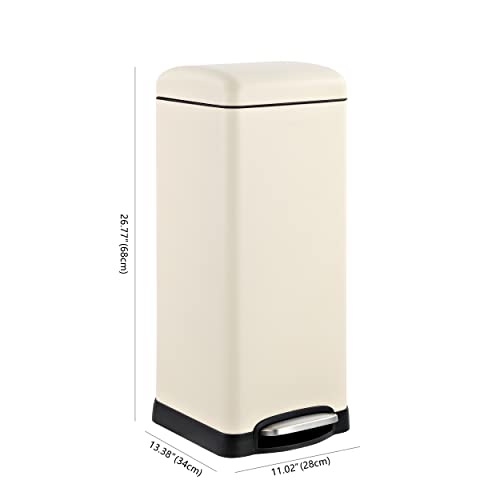 Image of happimess HPM1007F Betty Retro 8-Gallon Step-Open Trash Can with Soft-Close Lid, Fingerprint Resistant, Modern, Minimalistic for Home, Kitchen, Laundry Room, Office, Bedroom, Bathroom, Almond