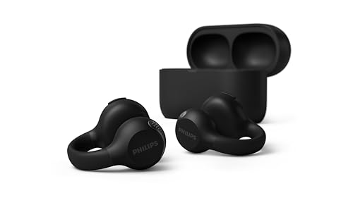 Image of Philips Q2000 Ear-Cuff Style True Wireless Bluetooth Earbuds - 28 Hours Play Time, Clear Calls, Multipoint Connectivity, IPX4 Sweat-Resistant, Black