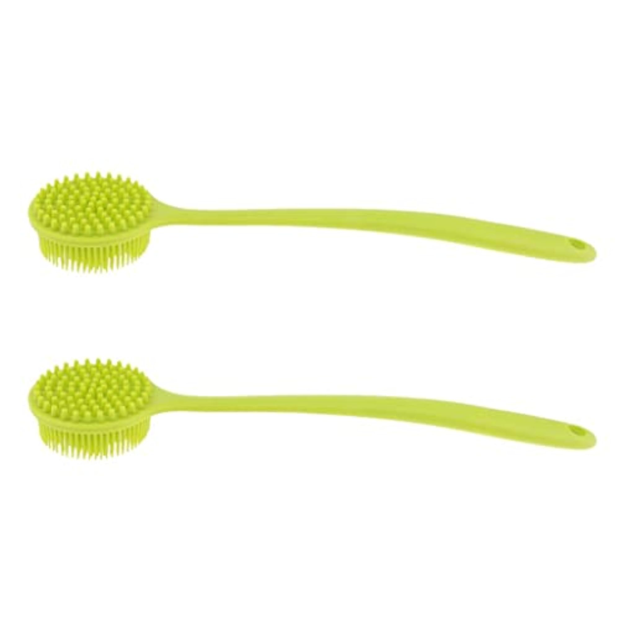 2 Pcs Long Handle Silicone Massage Brush Back Scrubber Exfoliating