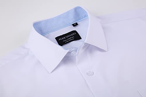 Alex Vando Mens Dress Shirts Regular Fit Long Sleeve Stretch Business Dress Shirts for Men
