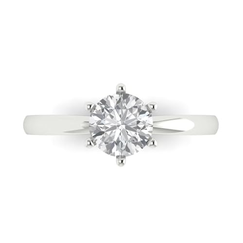 Clara Pucci 1Ct Round Cut - White Sapphire - 14k Gold - Solitaire Wedding Engagement Bridal Promise Ring