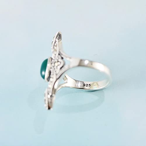 Bagues en argent sterling : offrez un bijou rétro unique à l'agate verte - 5