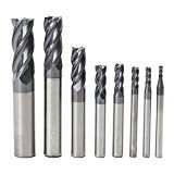 4 Flutes Carbide End Mill Tungsten Steel Milling Cutter Tool Set (2-12 mm) -Set of 8 Pieces