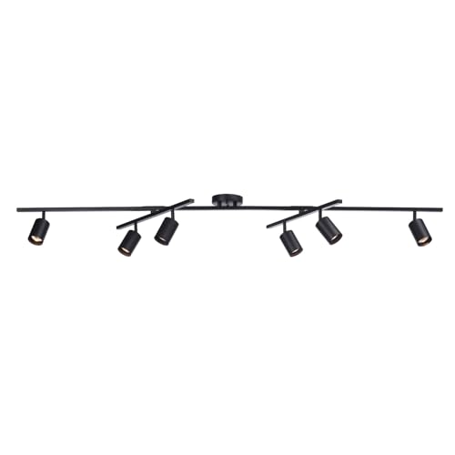 GLOBE Electric 59463 6-Light Track Lighting, Matte Black Finish, Center Swivel Bars, Adjustable Heads, Dimmable, GU10 Base, Modern Industrial Design