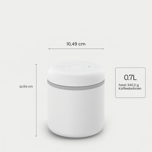Fellow Atmos Elektrische Vakuum Kaffeedose Luftdicht, 0,7 L, Matt Weiß – Ansicht 3