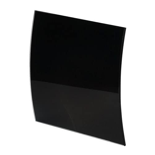 Bathroom Extractor Fan with Glass Front Panel - Pull Cord Timer Humidity Sensor (100mm / 4" Silent KWS with Pull Cord, Curved Gloss Black - PEGBP)
