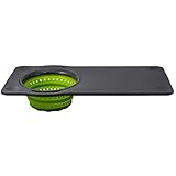Squish Over the Sink Cutting Board with 2 Quart Collapsible Colander - Green & Gray
