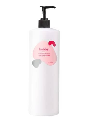 Image of Bubbsi Creamy Coconut Oil Baby Shampoo & Wash | Light Natural Scent | Won't irritate eyes | Organic Coconut Oil + Shea | Gentle, Sulfate-free, Nourishing | Cradle Cap, Eczema (Refill Size, 32oz)