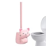 HUNYA Scopino per WC | Scopino Sanitario Senza Angolo Morto Montato a Parete,Supporto a Forma di Gatto a Parete Senza Angolo Morto con setola con Manico Lungo per lavandini, WC