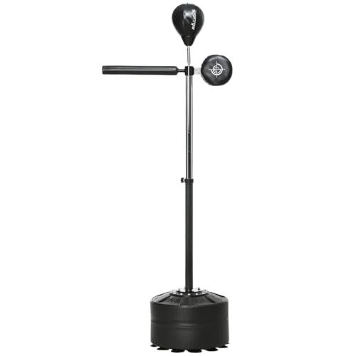 SPORTNOW Boxsack Standboxball mit Reflexstange Punchingball 1 63-2 05 m Höhenverstellbarer Standboxtrainer mit Pratze Boxständer für Boxing HDPE Kunstleder