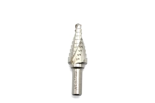 Image of TEMO M35 Cobalt Spiral Flute Step Drill Unibit, 9 Size from 1 /4 Inch To 3 /4 Inch, 3 /8 Inch Shank