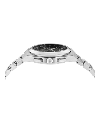 Ferragamo Vega Upper East Chrono Collection Luxury Mens Watch Timepieces with a Silver Bracelet Featuring a Stainless Steel Case and a Black Dial2
