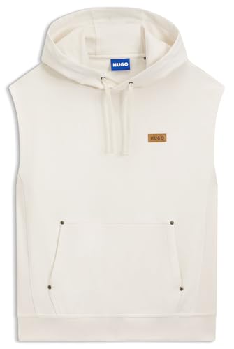 HUGO Nimdenos sweat à capuche sans manches avec badge logo signature en molleton confortable