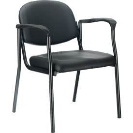 Global Industrial 516129BK-AM Interion Protective Synthetic Leather Guest Chair with Arms - Black