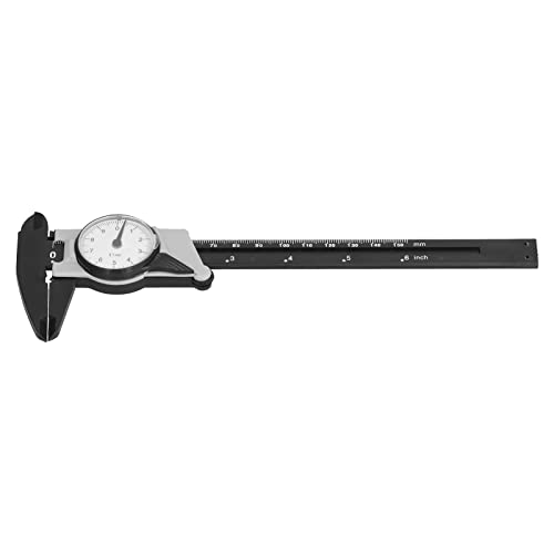 Dial Vernier Caliper ABS 0-150mm, Dial Caliper Metric British SAE Inch mm for Laboratory Home, Compact Light Weight Plastic Measuring Tool