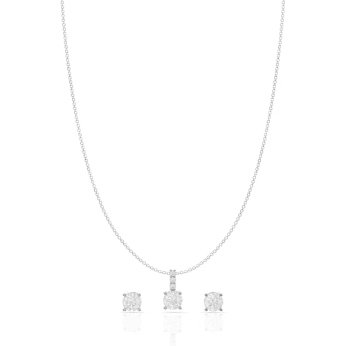 925 Sterling Silver Pendant Set for Women | Cubic Zirconia Neckla...
