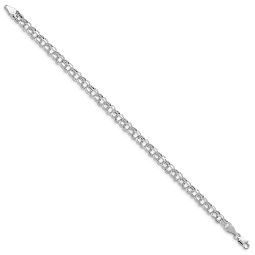 IceCarats 14K Solid White Gold Lite 5mm Double Link Chain Charm Bracelet3
