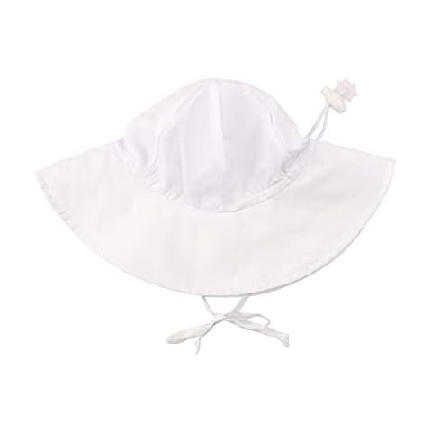 RuffleButts® Baby/Toddler Girls Baby/Toddler Sun Hat with UPF 50+ Sun Protection and Floppy Wide Brim, White, 6-12 Months Cover