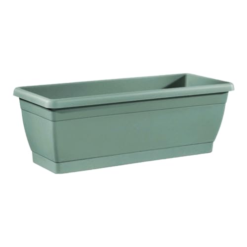 Veca Cassetta Roxanne con Sottocassetta 40 cm, Terra Laguna 60% Riciclato, Fioriera Balcone e Terrazzo, Ideale per Piante e Fiori, Outdoor