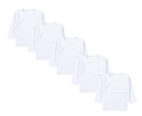 TupTam Unisex Baby Wickelshirt Langarm 5er Pack, Farbe: Weiß, Größe: 62