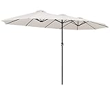 Kingsleeve XXL Doppelsonnenschirm 460cm Groß Kurbel UV Schutz 40+ Wasserabweisend Stabil Windfest Garten Terrasse Sonnenschirm Doppelschirm Creme