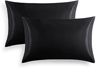 Amazon Brand - Umi Satin Pillow Cases 2 pack Green, Smooth Satin Pillowcase for Hair and Skin with Envelope Closure, 50x75cm